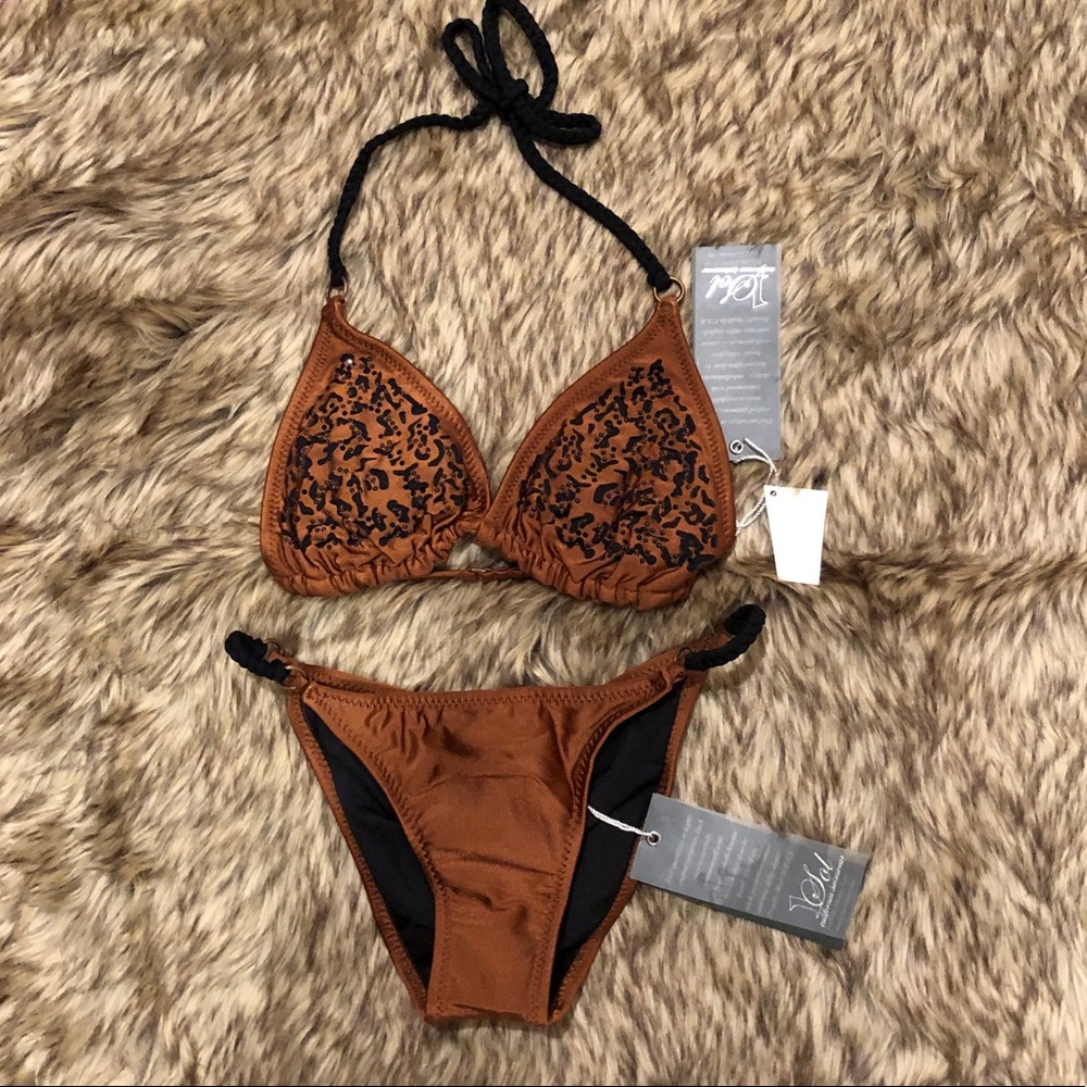 NWT 1Sol Bikini Copper & black leopard w/ crystals
